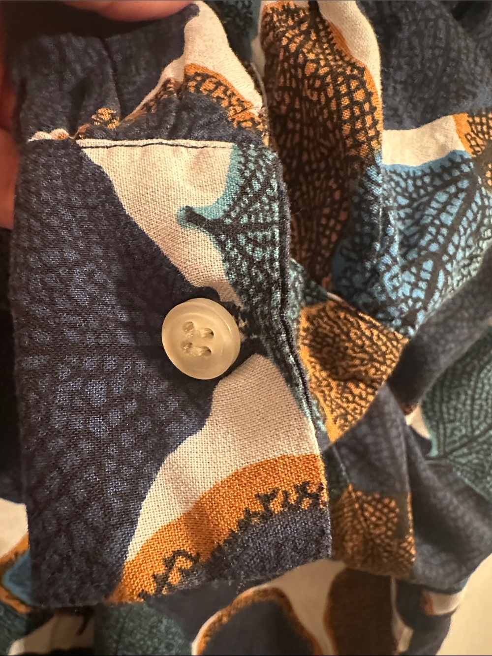 Masai Women's Navy, Teal & Brown Leaf-Print Button Tunic - Picture 5 of 12